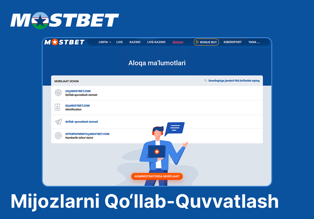 Mostbet Uzbekistan mijozlarni qo‘llab-quvvatlash xizmati 24/7 ishlaydi
